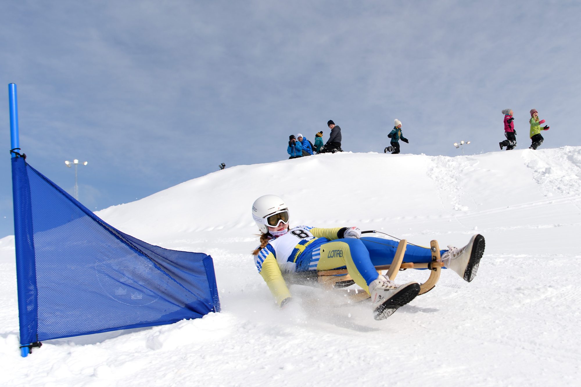 Elinore Wallén, Lidingö Rodel Club, tävlar i alpinrodel under dag 6 av SM-veckan den 25 mars 2018 i Skellefteå.